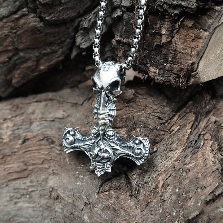 WorldNorse 925 Sterling Silber Skelett Mjölnir Halskette