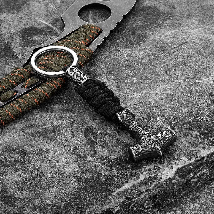 WorldNorse Mjölnir Paracord und Edelstahl-Schlüsselanhänger