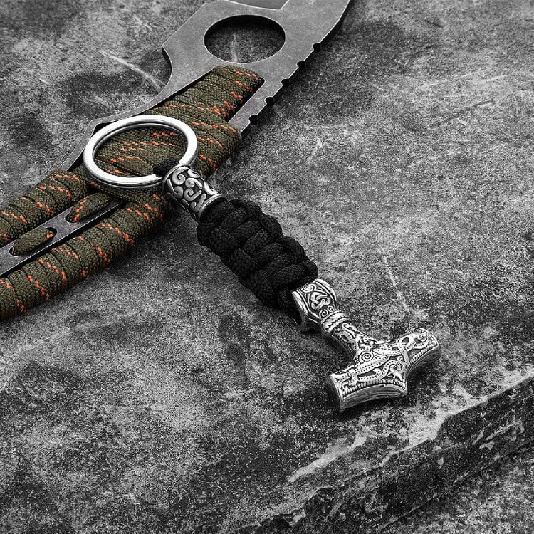 WorldNorse Mjölnir Paracord und Edelstahl-Schlüsselanhänger