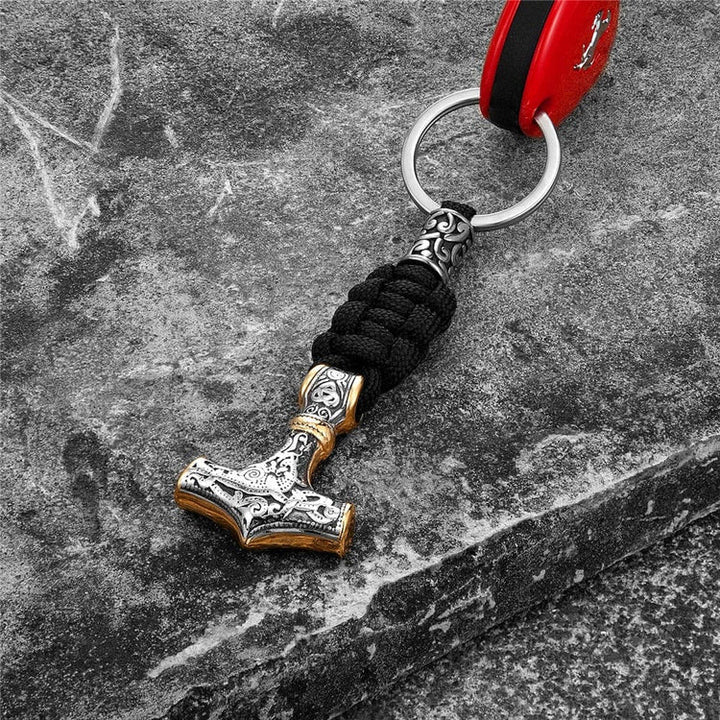 WorldNorse Mjölnir Paracord und Edelstahl-Schlüsselanhänger