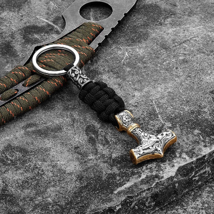 WorldNorse Mjölnir Paracord und Edelstahl-Schlüsselanhänger