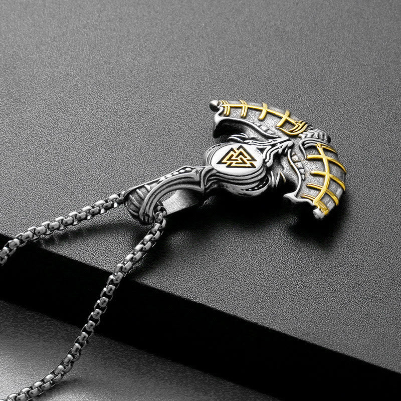 WorldNorse Thor Axt mit Valknut Halskette