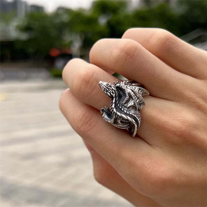 WorldNordischer Drache, offener gotischer Ring - image 10