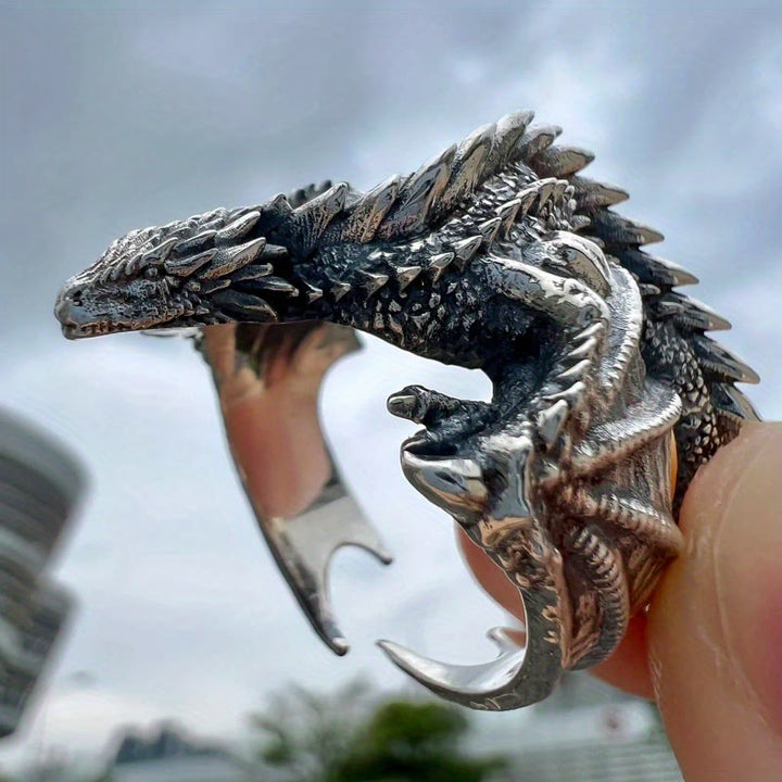 WorldNordischer Drache, offener gotischer Ring - image 12