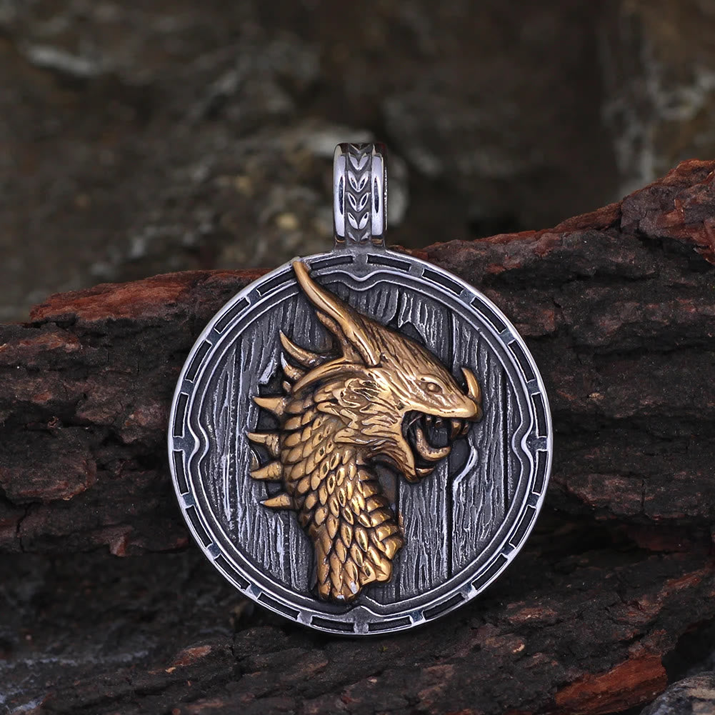 WorldNordische Wikinger-Halskette mit Drachen-Amulett