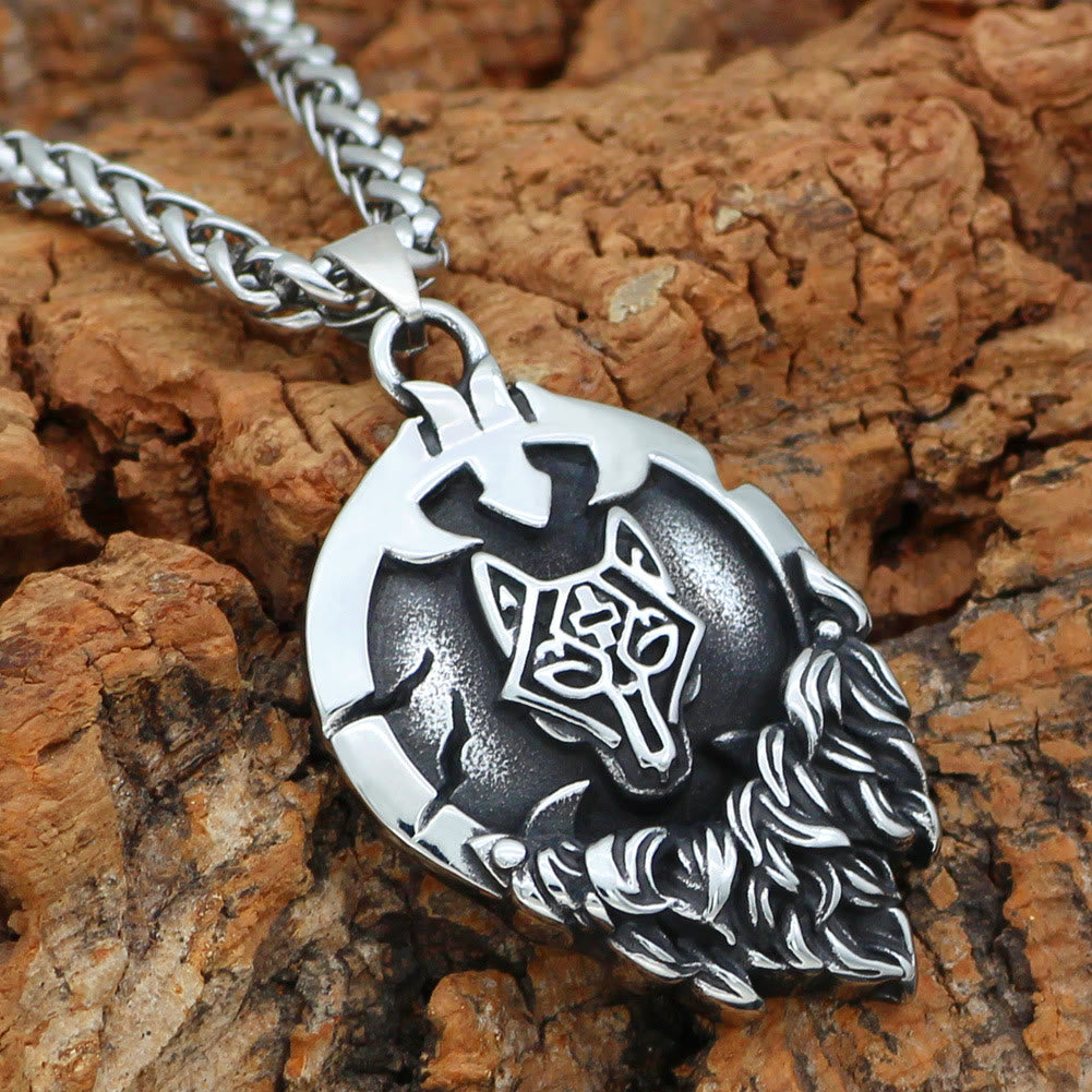 WorldNordische Fenrir -Halskette mit Wolf