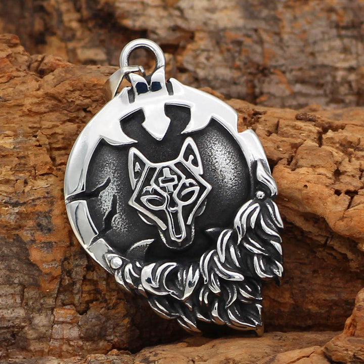 WorldNordische Fenrir -Halskette mit Wolf