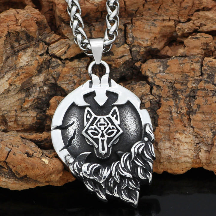 WorldNordische Fenrir -Halskette mit Wolf