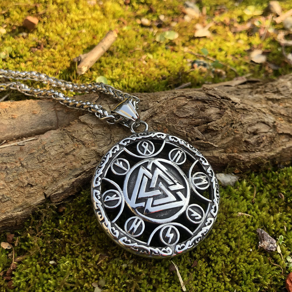 WorldNorse Rune Around Valknut Halskette