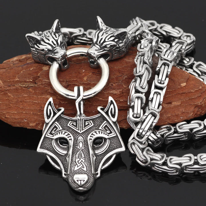 WorldNordische Wikinger-Halskette mit Wolf