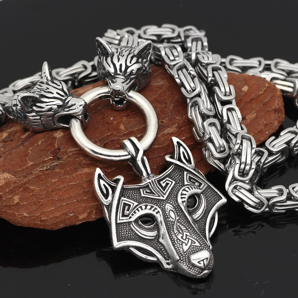 WorldNordische Wikinger-Halskette mit Wolf - image 1