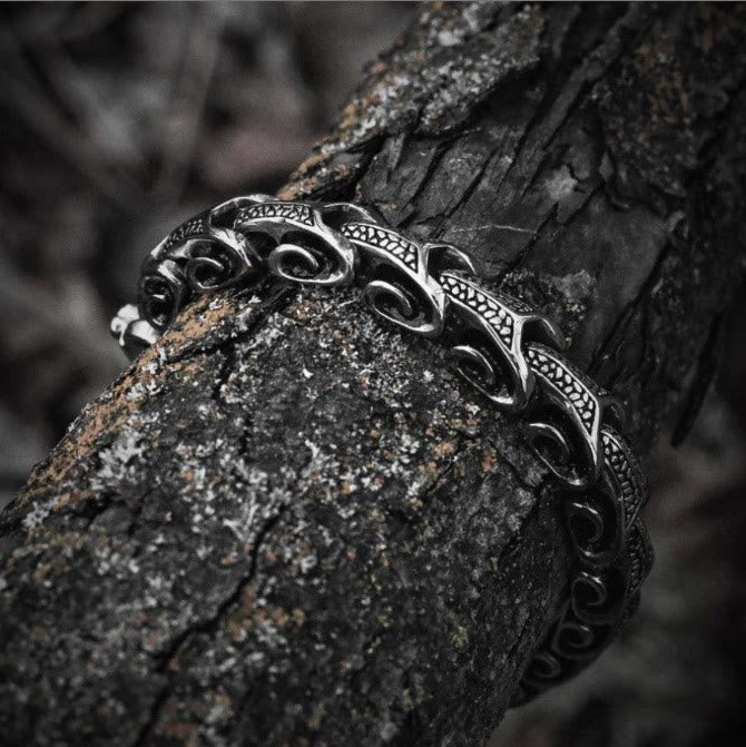 WorldNorse Vintage Drachenknochen Edelstahl Tierarmband
