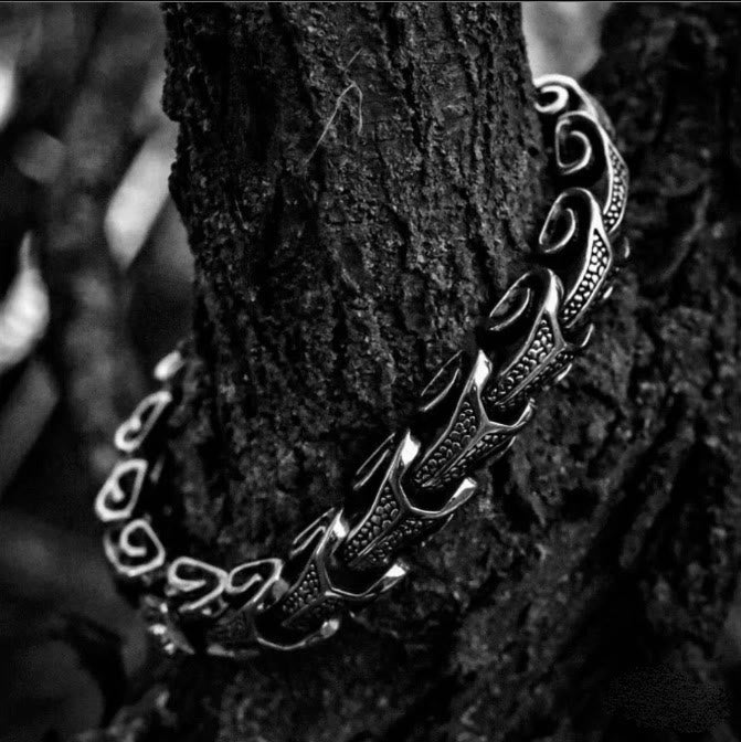 WorldNorse Vintage Drachenknochen Edelstahl Tierarmband