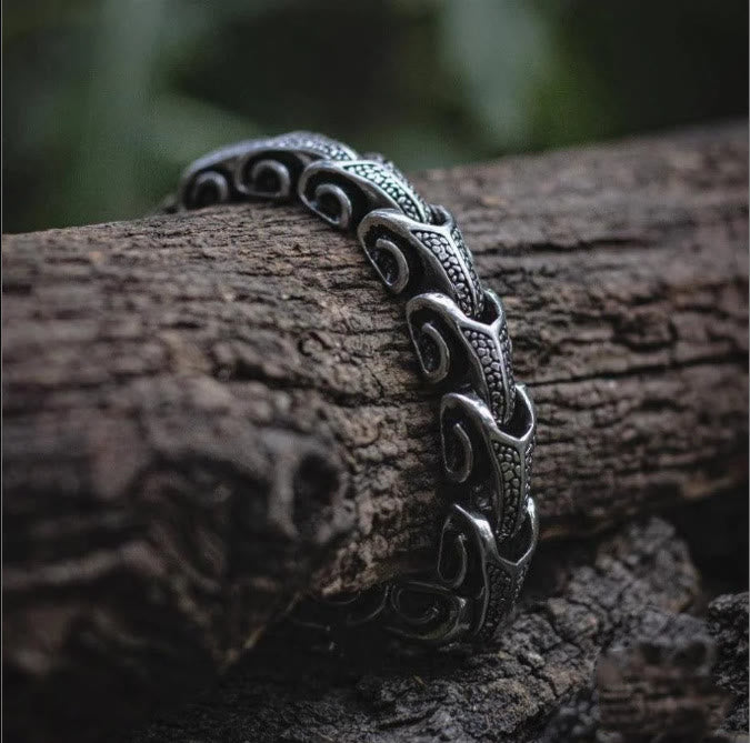 WorldNorse Vintage Drachenknochen Edelstahl Tierarmband