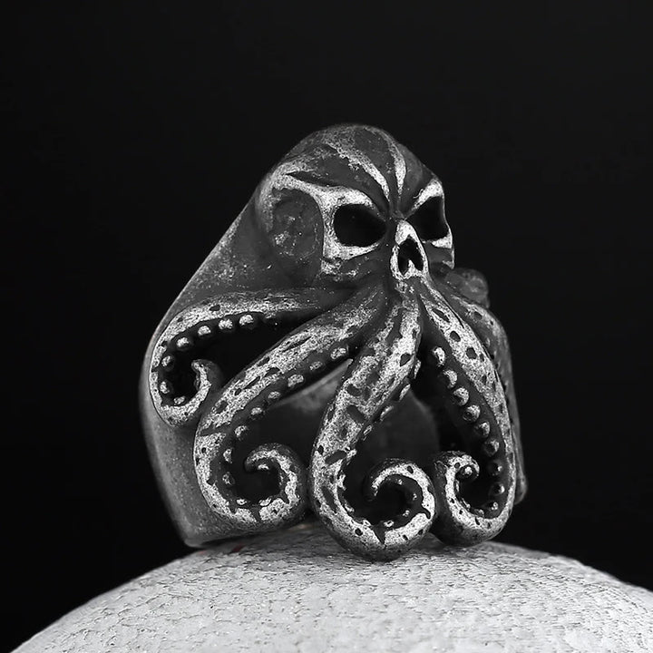 WorldNorse Oktopus Totenkopf Punk Seemann Ring aus Edelstahl