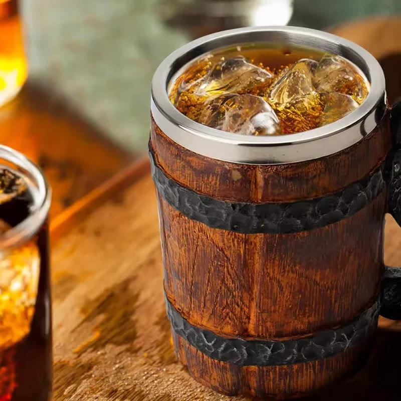 WorldNorse Bierkrug im Wikinger-Holzstil
