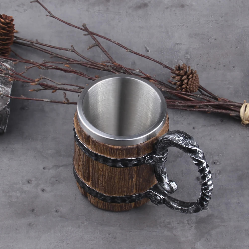 WorldNorse Bierkrug im Wikinger-Holzstil