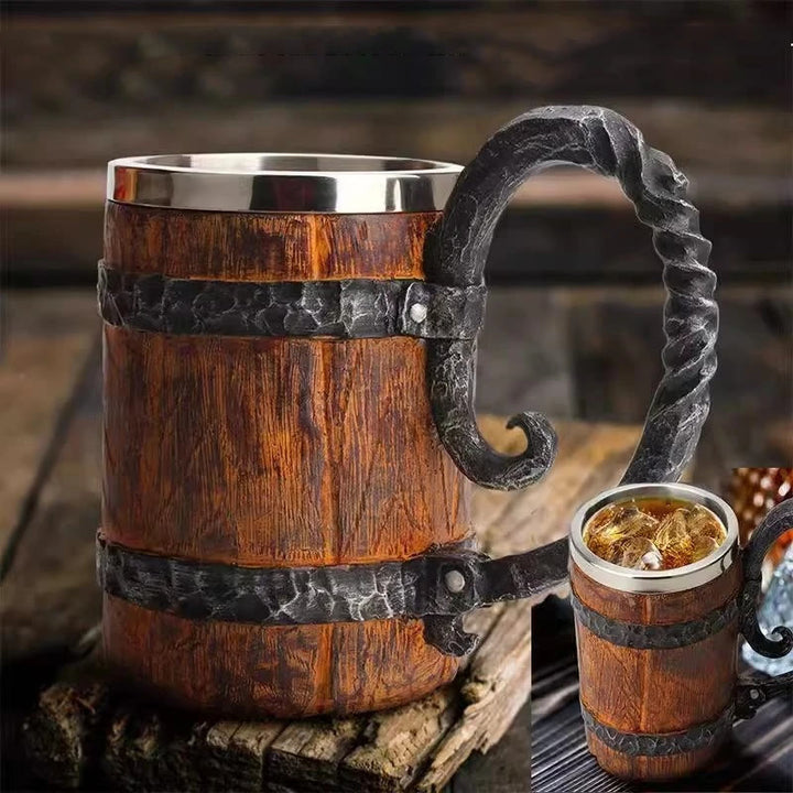 WorldNorse Bierkrug im Wikinger-Holzstil