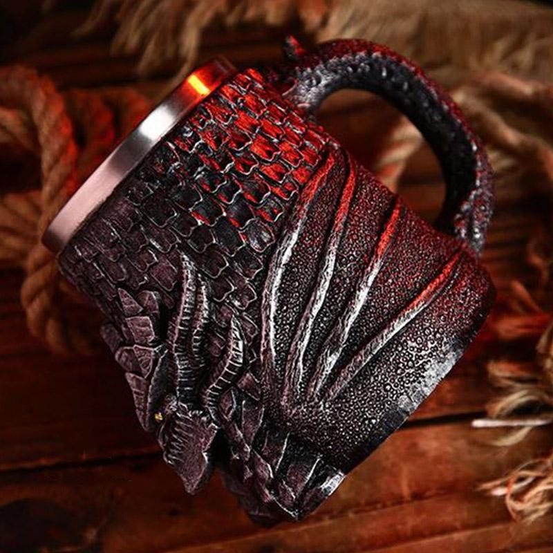 WorldNorse Schwarzer Drache Stahlbecher