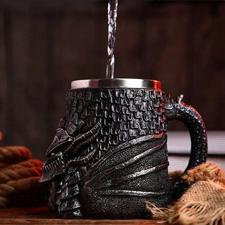 WorldNorse Schwarzer Drache Stahlbecher