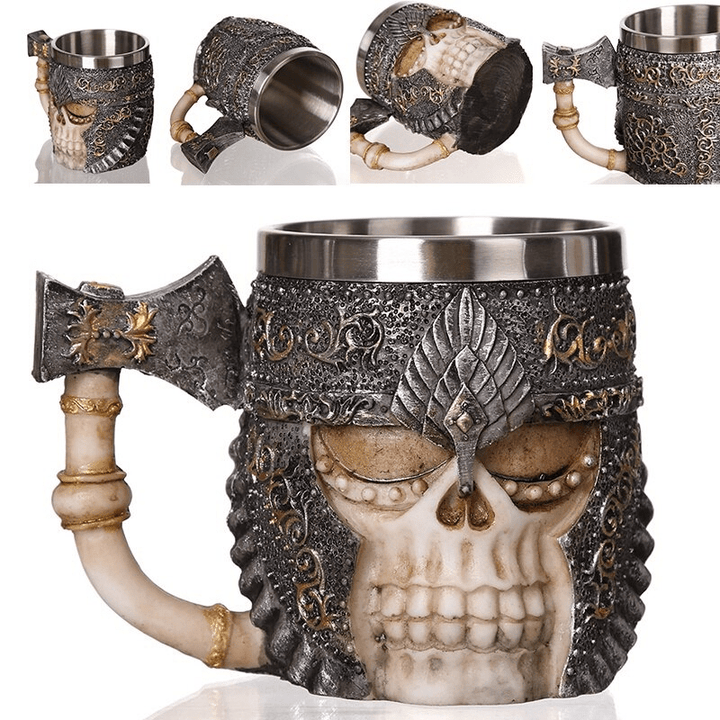 Tasse mit nordischem Wikinger-Totenkopf-Krieger