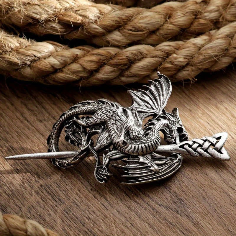 WorldNordische Wikinger-Haarnadel mit fliegendem Drachen
