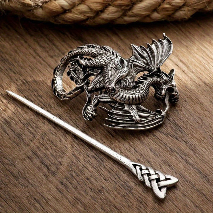 WorldNordische Wikinger-Haarnadel mit fliegendem Drachen