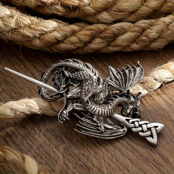 WorldNordische Wikinger-Haarnadel mit fliegendem Drachen