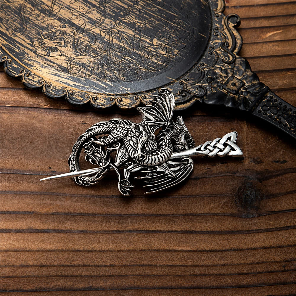 WorldNordische Wikinger-Haarnadel mit fliegendem Drachen