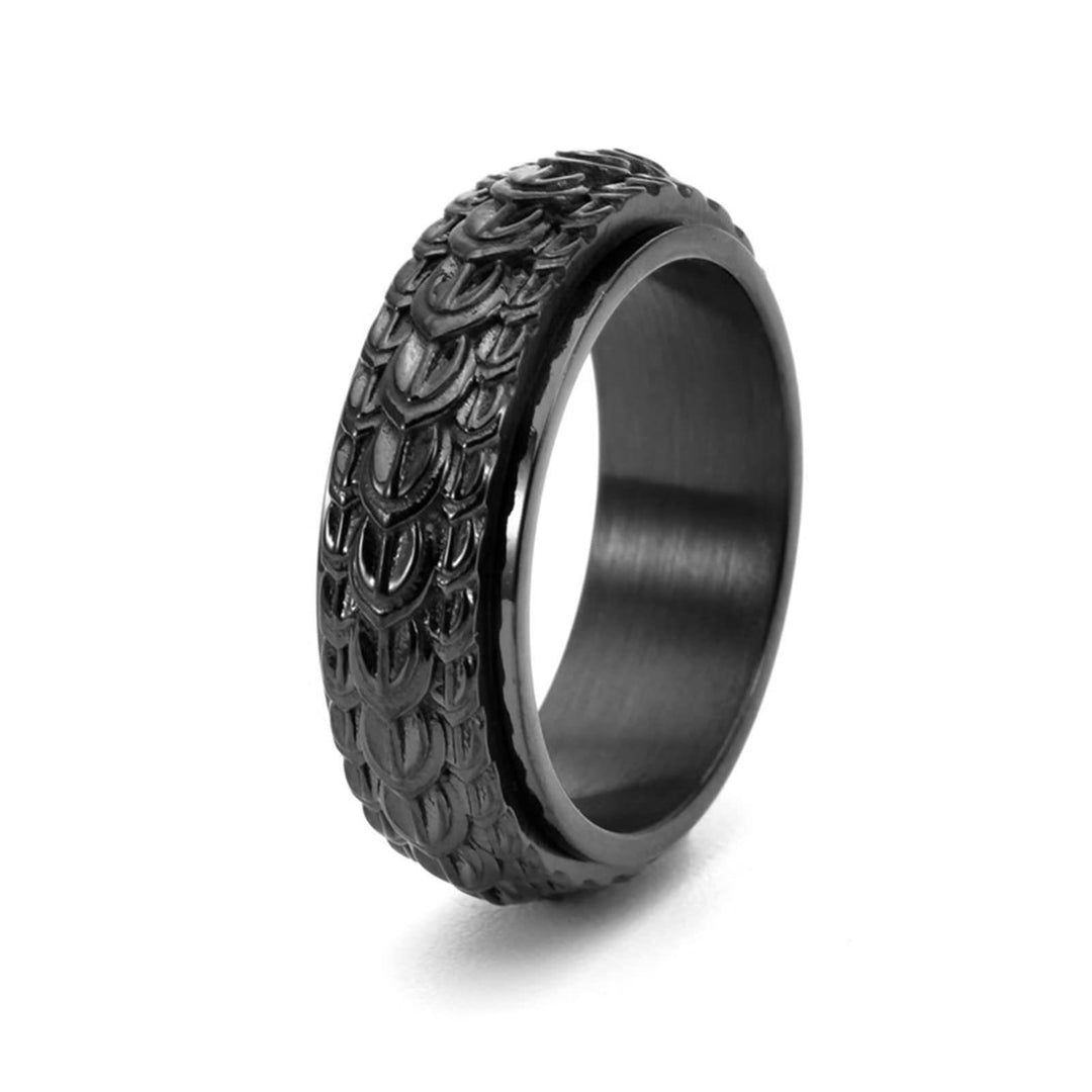 WorldNorse Drachenschuppen-Spinner-Angstring aus Titanstahl