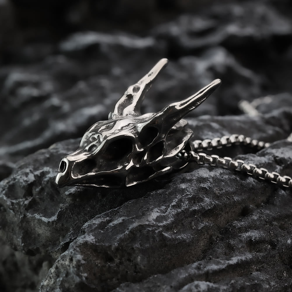 WorldNorse Drachengeist Totenkopf Knochen Halskette