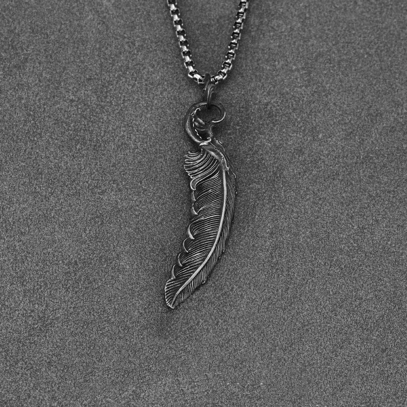 WorldNorse Handgefertigtes 999 Silber Feder Halskette - Mit Boxkette - 60 cm - NEIN DANKE - image 1