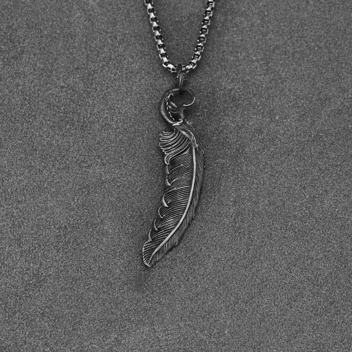 WorldNorse Handgefertigtes 999 Silber Feder Halskette - Mit Boxkette - 60 cm - NEIN DANKE - image 1