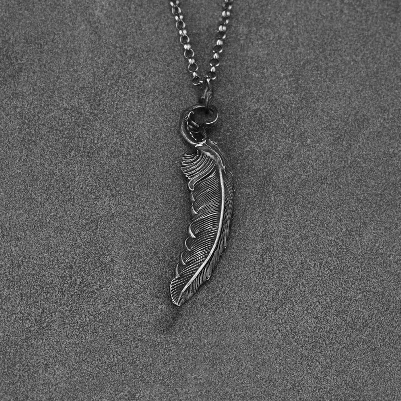 WorldNorse Handgefertigtes 999 Silber Feder Halskette - Mit Rolo-Kette - 55 cm - NEIN DANKE - image 2