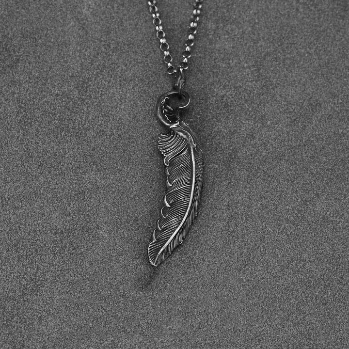 WorldNorse Handgefertigtes 999 Silber Feder Halskette - Mit Rolo-Kette - 55 cm - NEIN DANKE - image 2