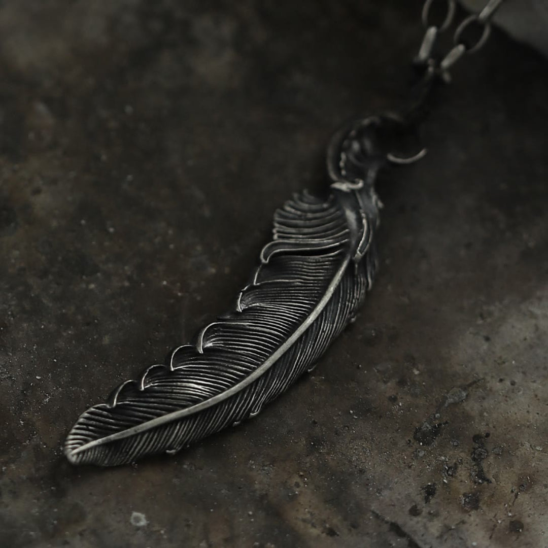 WorldNorse 999 Sterling Silber Feder Halskette