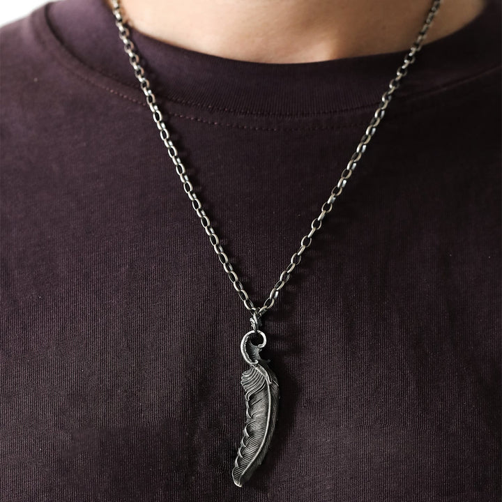 WorldNorse 999 Sterling Silber Feder Halskette