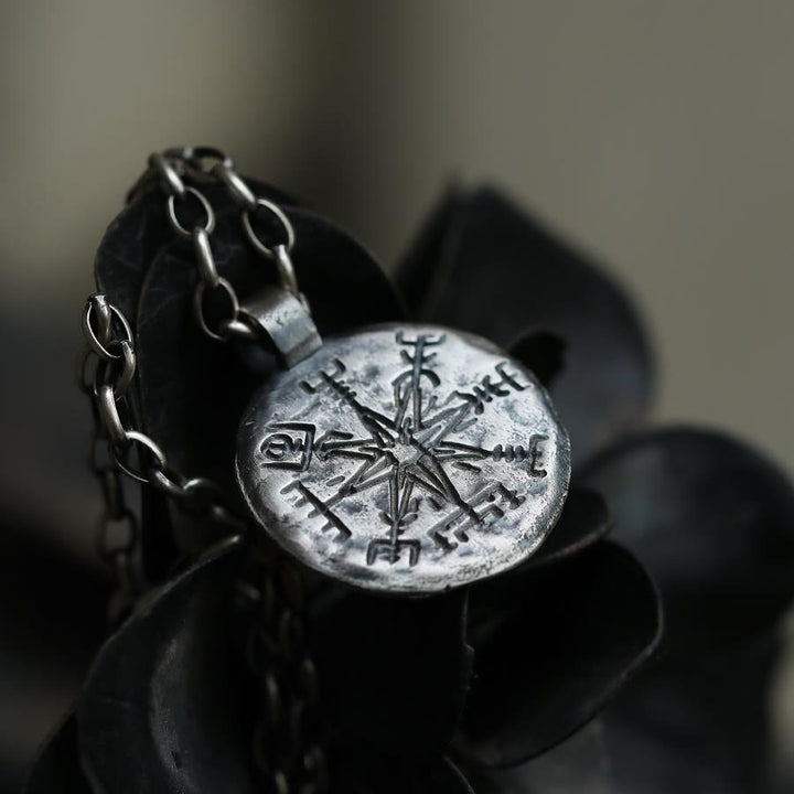 WorldNorse 999 Sterling Silber Vegvisir Halskette
