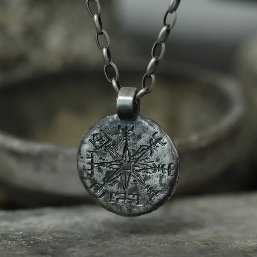 WorldNorse 999 Sterling Silber Vegvisir Halskette