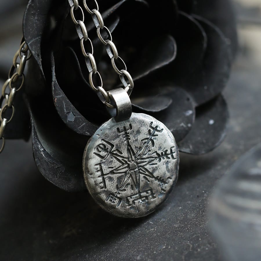 WorldNorse 999 Sterling Silber Vegvisir Halskette
