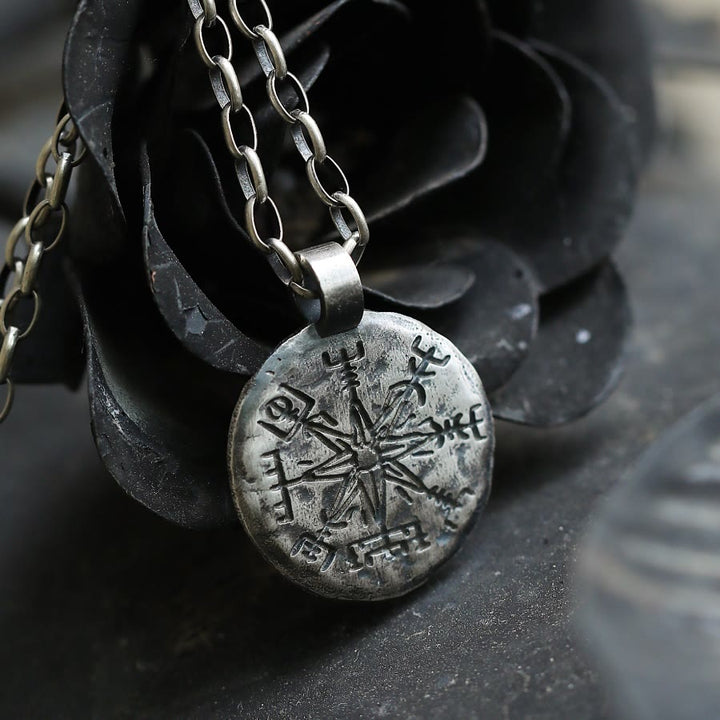 WorldNorse 999 Sterling Silber Vegvisir Halskette