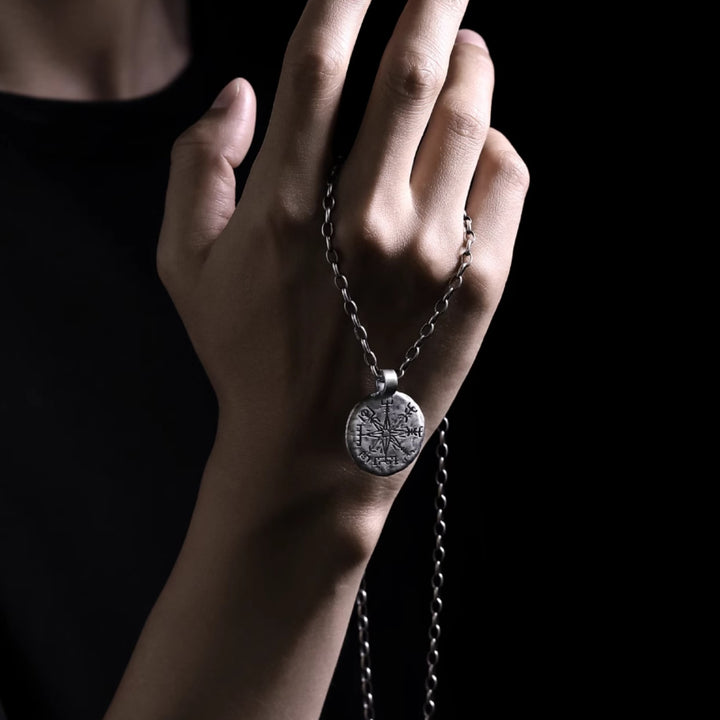 WorldNorse 999 Sterling Silber Vegvisir Halskette