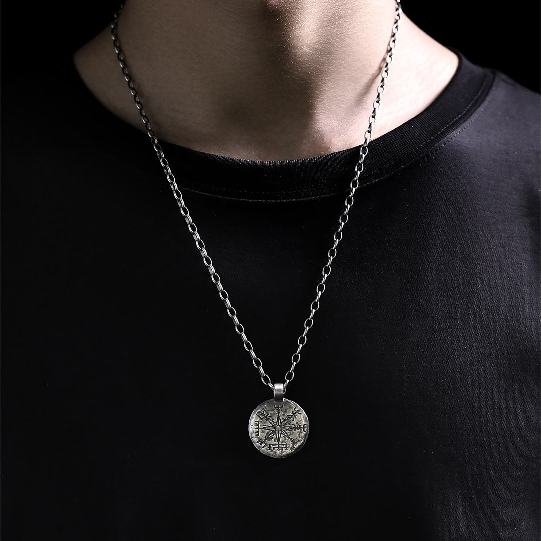 WorldNorse 999 Sterling Silber Vegvisir Halskette