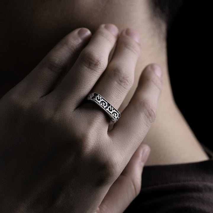 WorldNorse 925 Sterling Silber Ring mit Drachenmuster