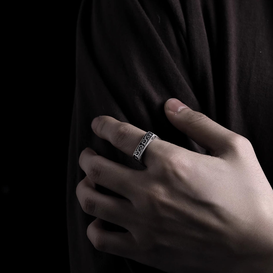 WorldNorse 925 Sterling Silber Ring mit Drachenmuster