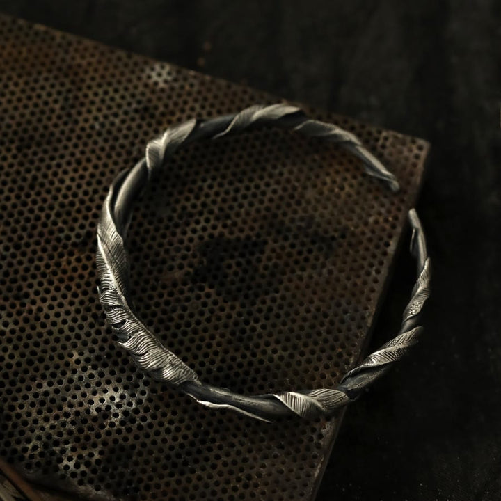 WorldNorse 999 Sterling Silber Feder offenes Armband