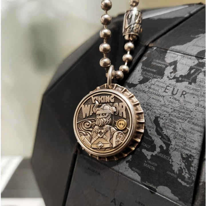 WorldNorse Halskette aus 925er Sterlingsilber mit Kronkorken