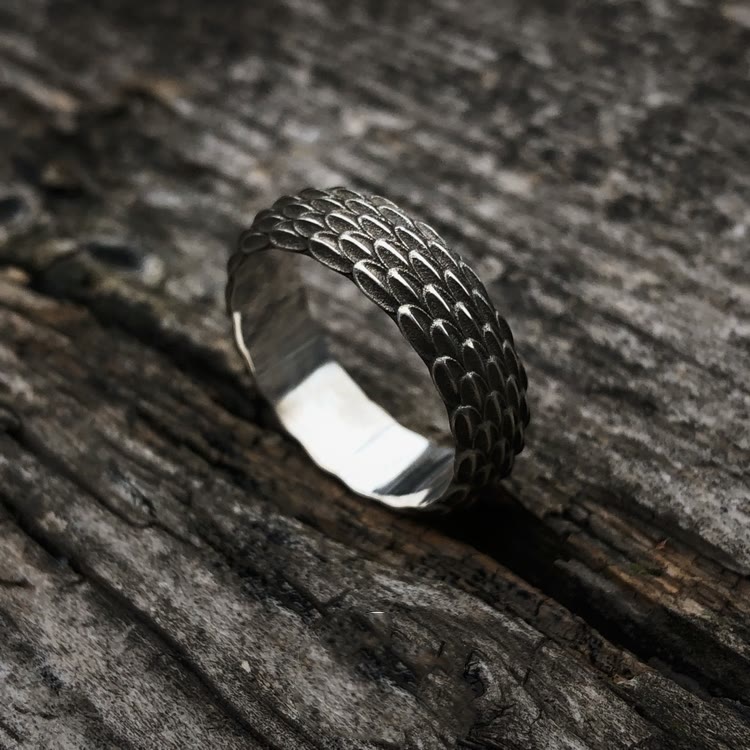 WorldNorse handgefertigtes 925er Silber Drachenschuppenring - 72mm - image 0