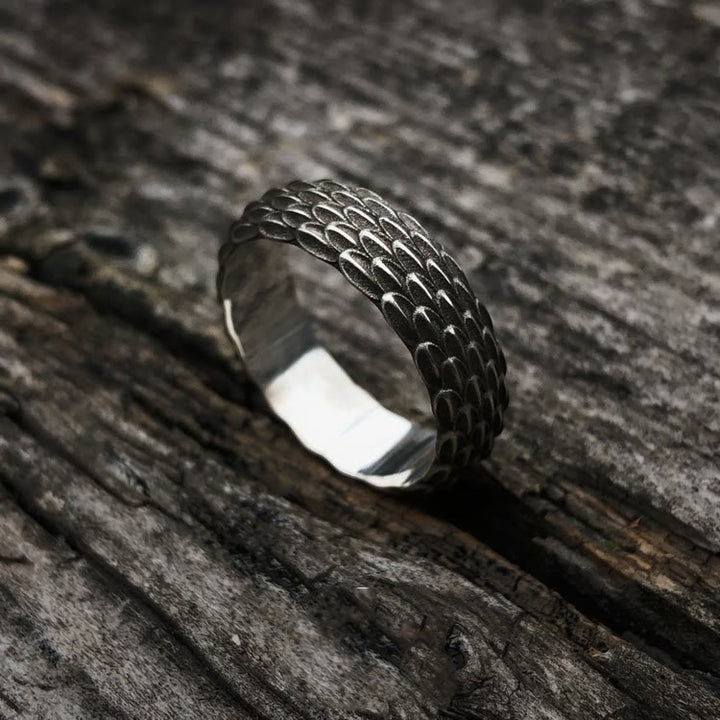 WorldNorse handgefertigtes 925er Silber Drachenschuppenring - 72mm - image 0