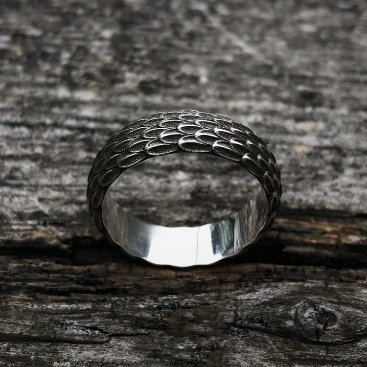 WorldNorse handgefertigtes 925er Silber Drachenschuppenring - image 2